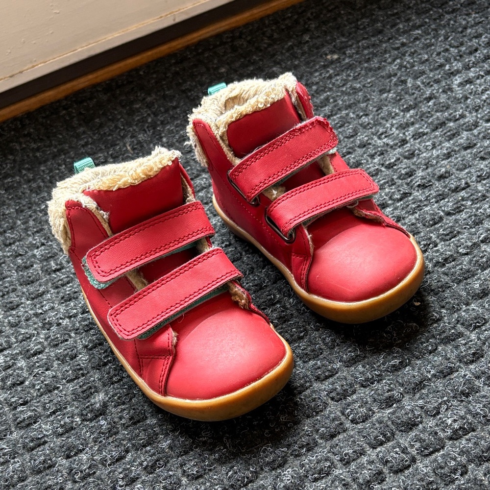 Red Kids Shoes with Faux Fur Lining